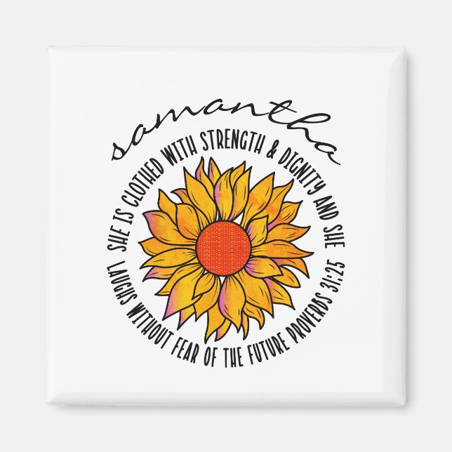 Cute sunflower scripture bible verse magnet (Front)