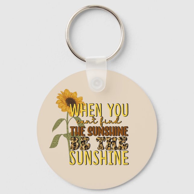 cute sunflower sunshine word art inspiration  keychain (Front)
