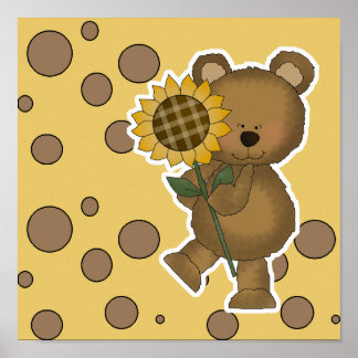 Cute Sunflower Teddy Bear Poster