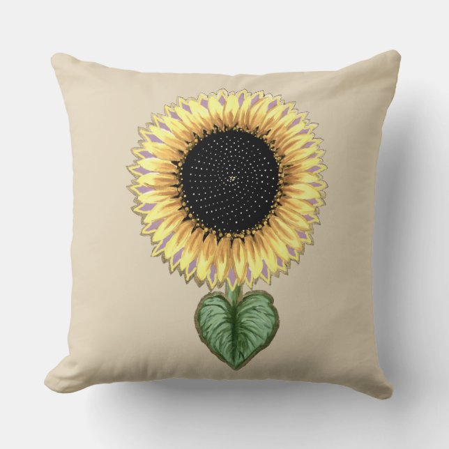 Cute Sunflower Throw Pillow (Front)