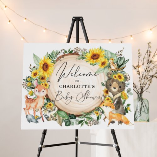 Cute Sunflower Woodland Forest Baby Shower Welcome Foam Board