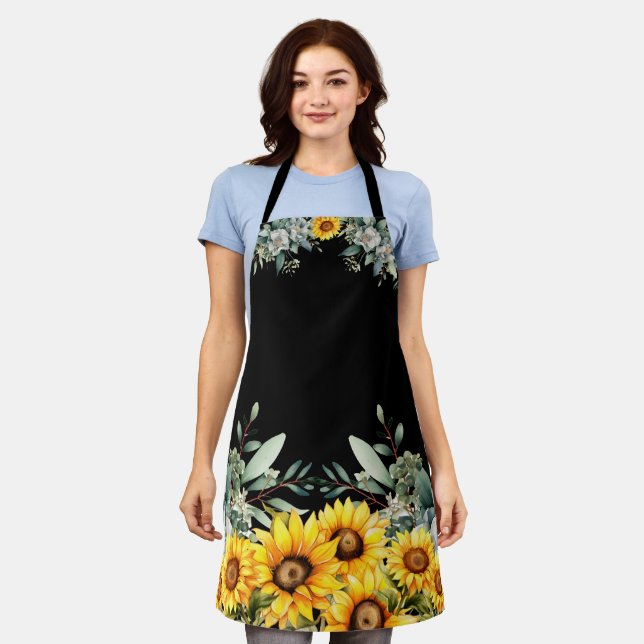 Cute Sunflowers All Over Print Apron (Worn)