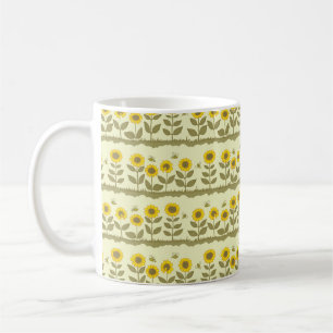 Cute sunflowers and bees seamless pattern coffee mug