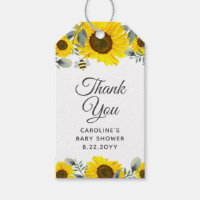 Cute Sunflowers & Bees Baby Shower Favor Gift Tag