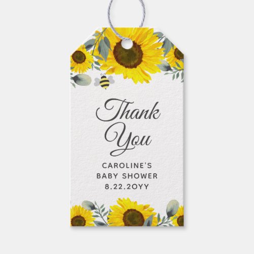 Cute Sunflowers  Bees Baby Shower Favor Gift Tag