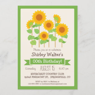 Cute Sunflowers Floral Adult Birthday Party Invitation