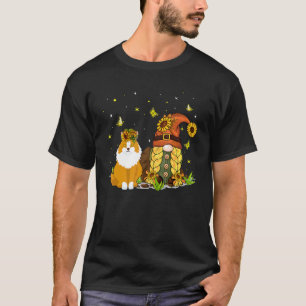 Cute Sunflowers Gnome With Norwegian Forest Cat Ow T-Shirt
