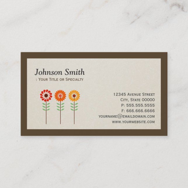 Cute Sunflowers - Modern Stylish Business Card (Front)