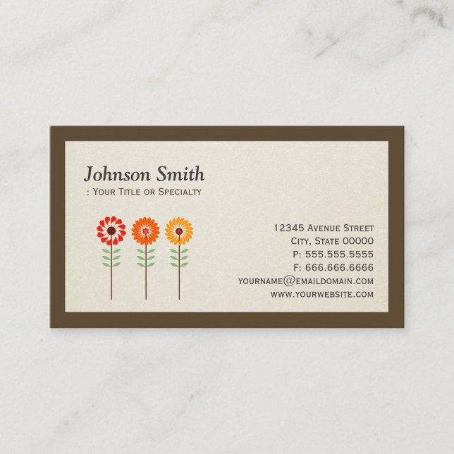 Cute Sunflowers - Modern Stylish Business Card (Front)