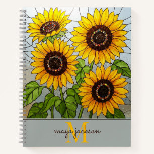 Cute Sunflowers Monogram Notebook