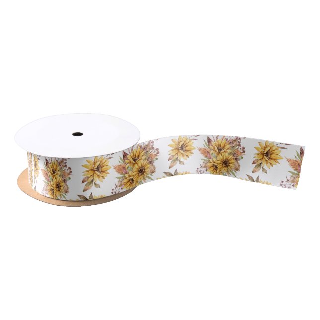 Cute Sunflowers Pattern  Satin Ribbon (Spool)