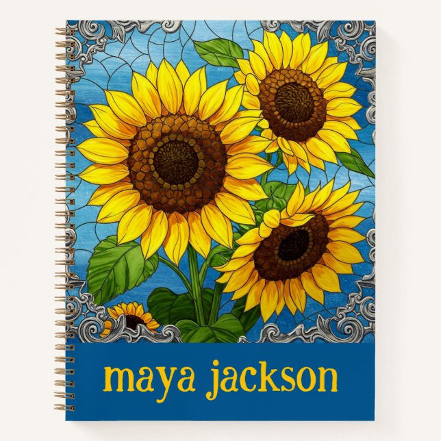 Cute Sunflowers Personalized Notebook (Front)