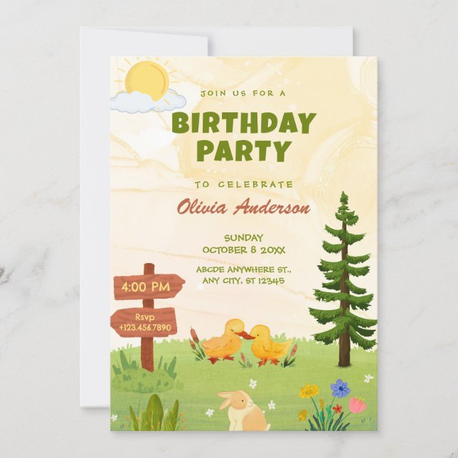 Cute sunny birthday invitation (Front)