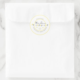 Cute Sunny Elegance Bunting Baby Shower Classic Round Sticker