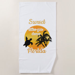 Cute Sunset in Florida Beach Towel