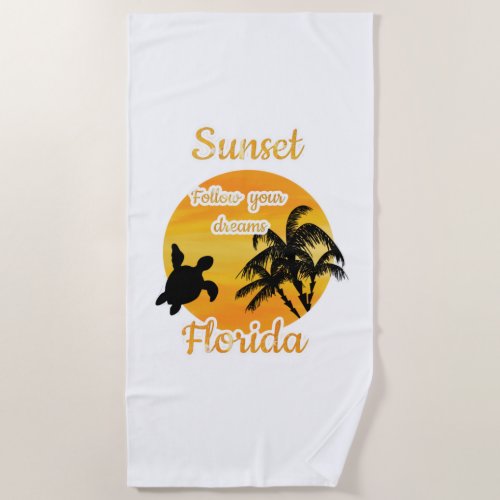Cute Sunset in Florida   Beach Towel