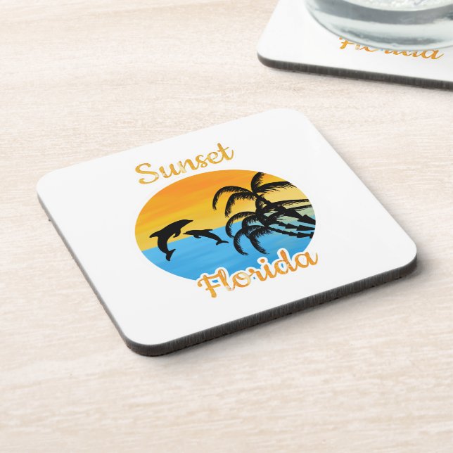 Cute Sunset in Florida  Beverage Coaster (Left Side)
