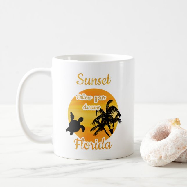 Cute Sunset in Florida Coffee Mug (With Donut)