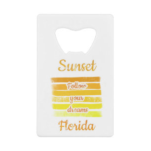 Cute Sunset in Florida   Credit Card Bottle Opener