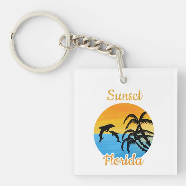 Cute Sunset in Florida  Keychain (Front)
