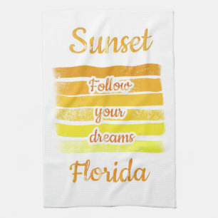 Cute Sunset in Florida   Kitchen Towel