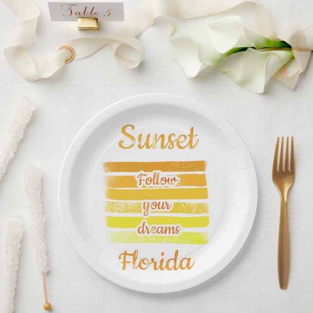 Cute Sunset in Florida   Paper Plates (Wedding)