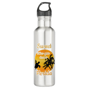 Cute Sunset in Florida Stainless Steel Water Bottle