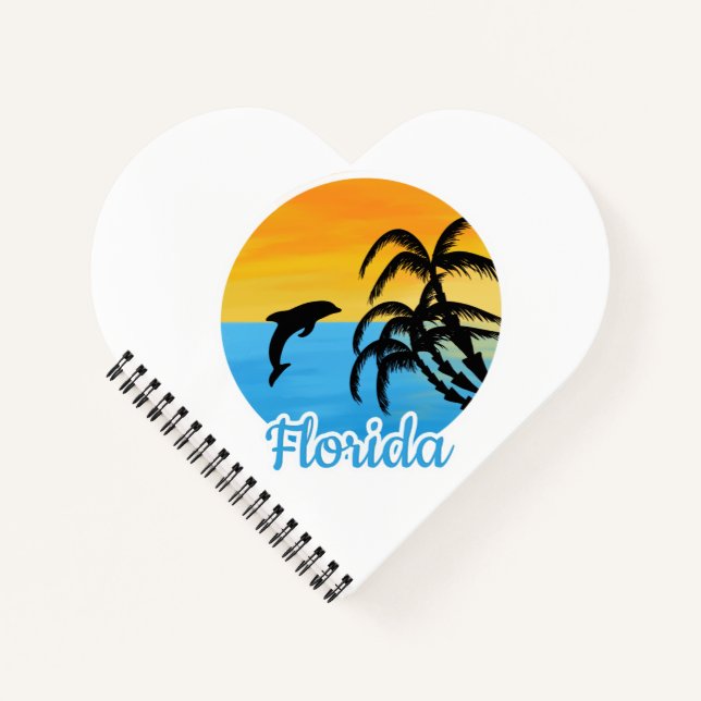 Cute Sunset in Florida with a dolphin   Notebook (Front)
