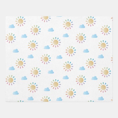 Cute Sunshine and Cloud Pattern Kids Bedroom Rug