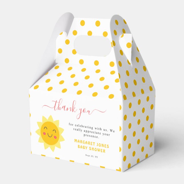 Cute Sunshine Baby Shower Favor Box (Front Side)