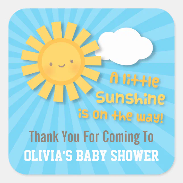 Cute Sunshine Baby Shower Thank You Stickers | Zazzle