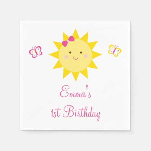 Cute Sunshine Birthday Paper Napkins