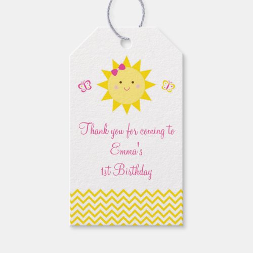 Cute Sunshine Birthday Party Favor Gift Tags