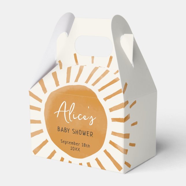 Cute Sunshine Boho Baby Shower Favor Boxes (Front Side)