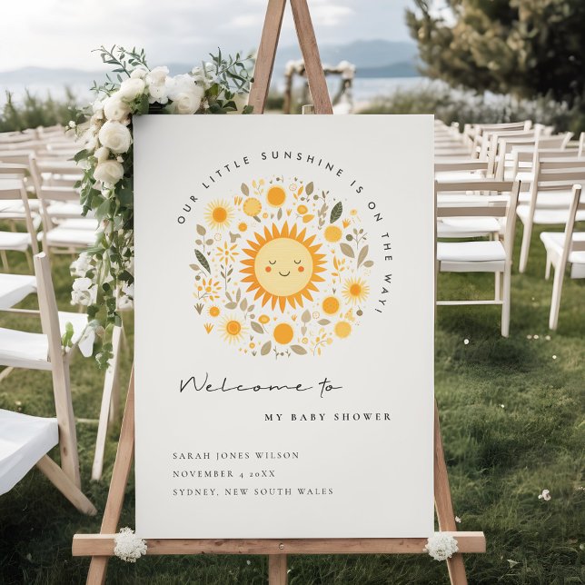 Cute Sunshine Boho Sun Baby Shower Welcome Foam Board (Creator Uploaded)