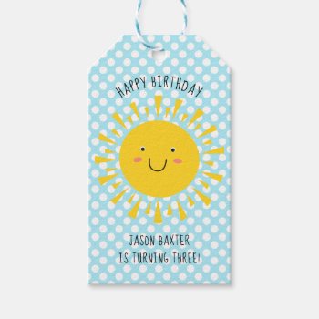 Cute Sunshine Happy Birthday Gift Tags by kidslife at Zazzle