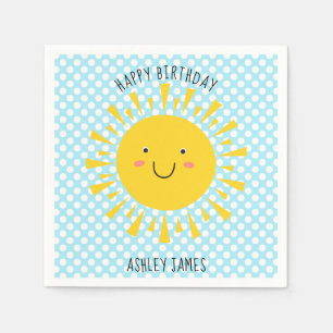 Cute Sunshine Happy Birthday Party Napkins