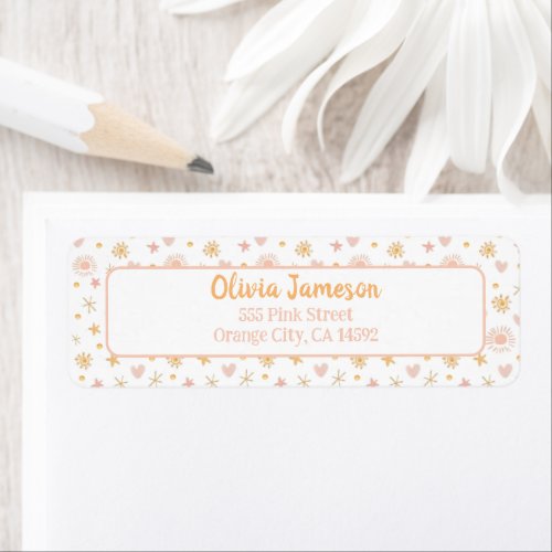 Cute Sunshine  Heart Girls Return Address  Label