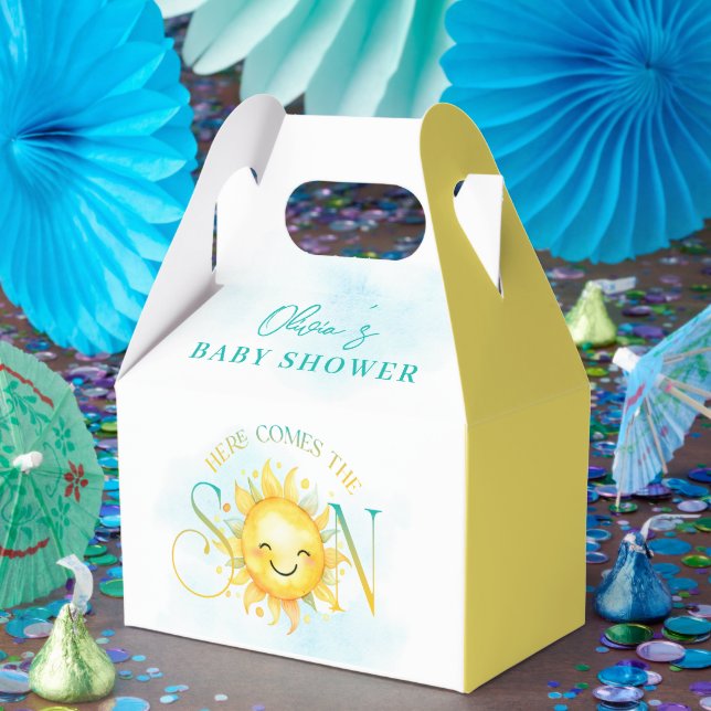 Cute Sunshine Here Comes the Son Baby Shower Favor Boxes (Party)