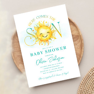 Cute Sunshine Here Comes the Son Baby Shower Invitation