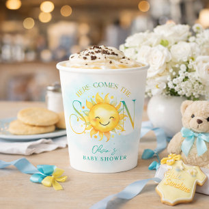 Cute Sunshine Here Comes the Son Baby Shower Paper Cups