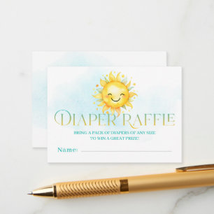Cute Sunshine Here Comes the Son Diaper Raffle Enclosure Card
