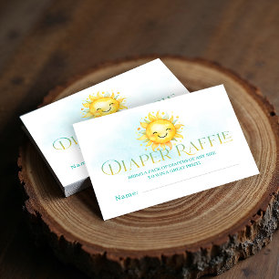 Cute Sunshine Here Comes the Son Diaper Raffle Enclosure Card