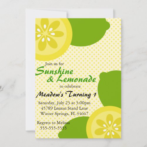 Cute Sunshine  Lemonade Party Invitation