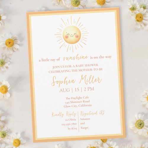 Cute Sunshine Orange and Yellow Boho Baby Shower  Invitation