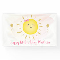 Cute Sunshine Pink & Gold Birthday Banner