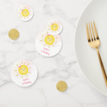 Cute Sunshine Pink & Gold Birthday Confetti