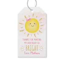 Cute Sunshine Pink & Gold Birthday Thank You Gift Tags