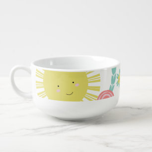 Cute Sunshine Rainbow Floral Summer Bowl