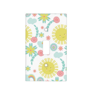 Cute Sunshine Rainbow Floral Summer Light Switch Cover
